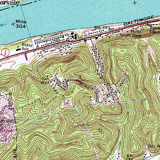 Topographic Map of Hillview, WV