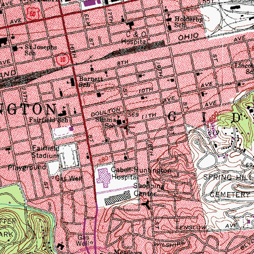 Topographic Map of Huntington United Baptist Church, WV