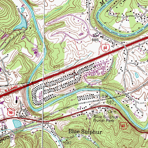 Topographic Map of Indian Meadows, WV