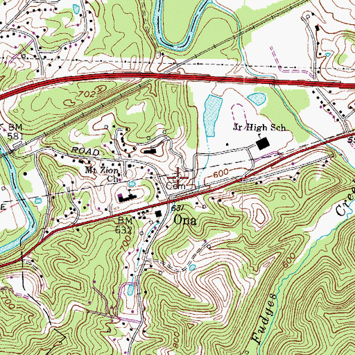 Topographic Map of Love Cemetery, WV
