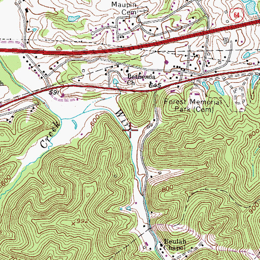 Topographic Map of Ona Industrial Park, WV