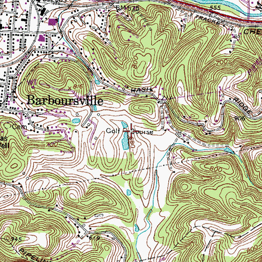 Topographic Map of Orchard Hill Country Club, WV