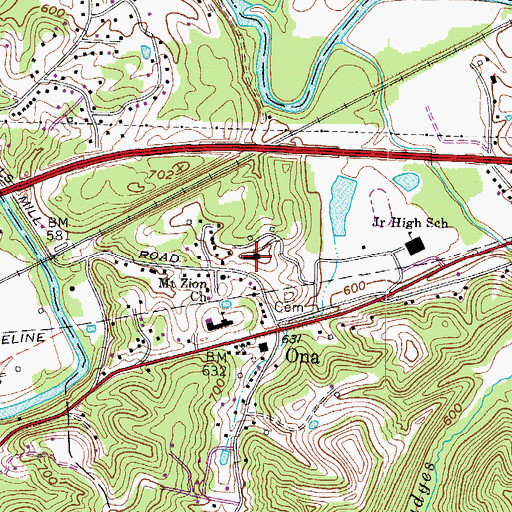 Topographic Map of Poore Hill, WV