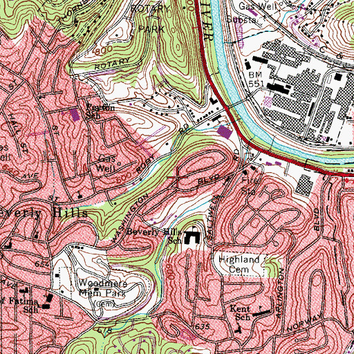 Topographic Map of Saint Johns Episcopal Church, WV