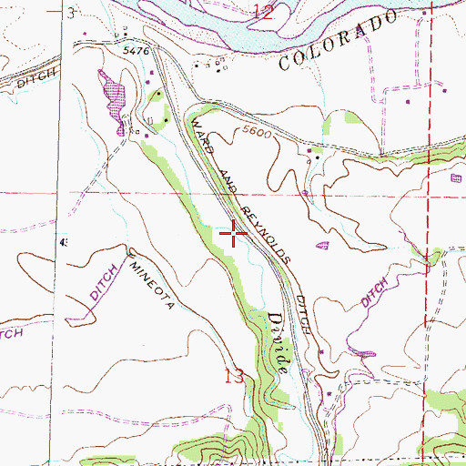 Topographic Map of Wards and Reynolds Ditch, CO