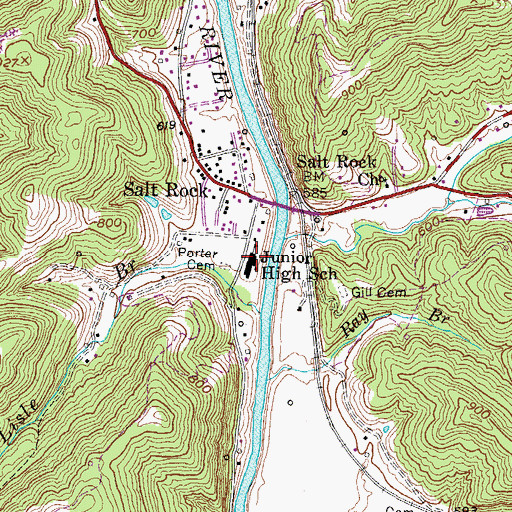 Topographic Map of Salt Rock Elementary School, WV