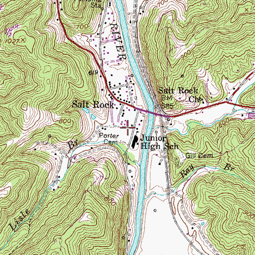 Topographic Map of Salt Rock Post Office, WV