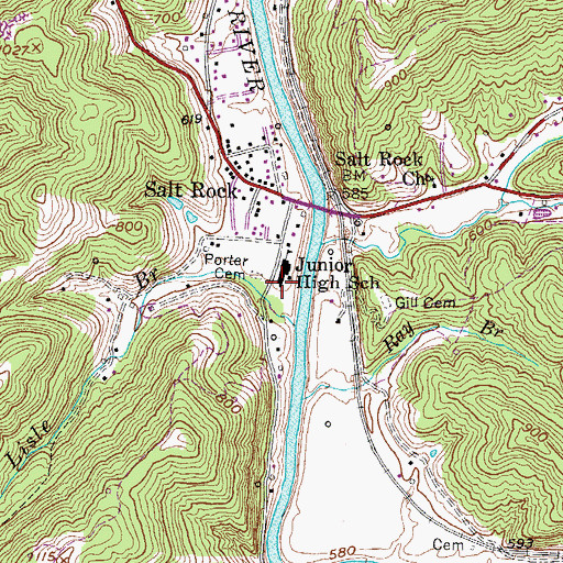 Topographic Map of Salt Rock Public Library, WV