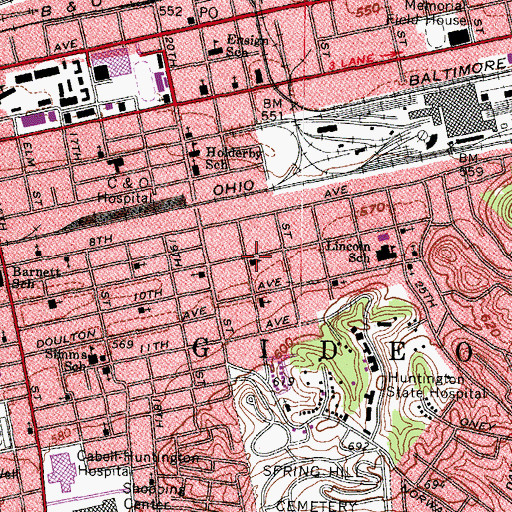 Topographic Map of Temple Baptist Church, WV