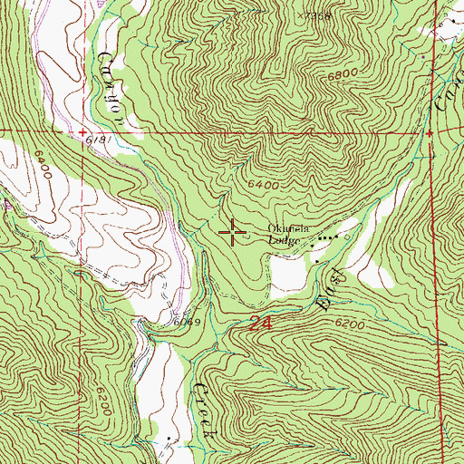 Topographic Map of Okanela Lodge, CO