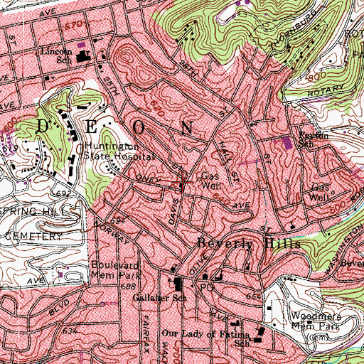Topographic Map of Walnut Hills Baptist Church, WV