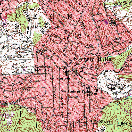 Topographic Map of Walnut Hills Church of the Nazarene, WV