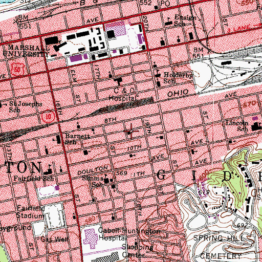 Topographic Map of Young Chapel African Methodist Episcopal Church, WV