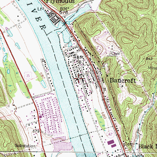 Topographic Map of Bancroft Town Hall, WV