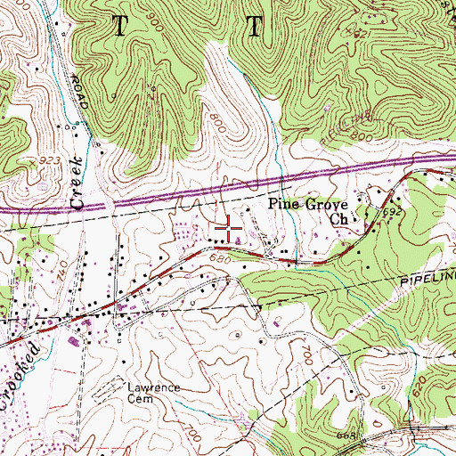 Topographic Map of Belle Acres, WV