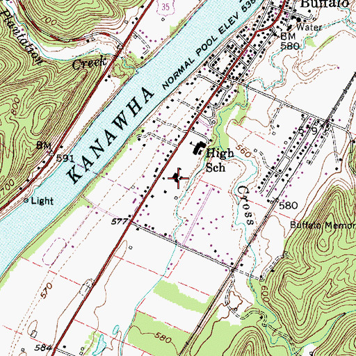Topographic Map of Buffalo Elementary School, WV