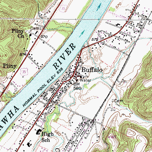 Topographic Map of Camp Buffalo (historical), WV