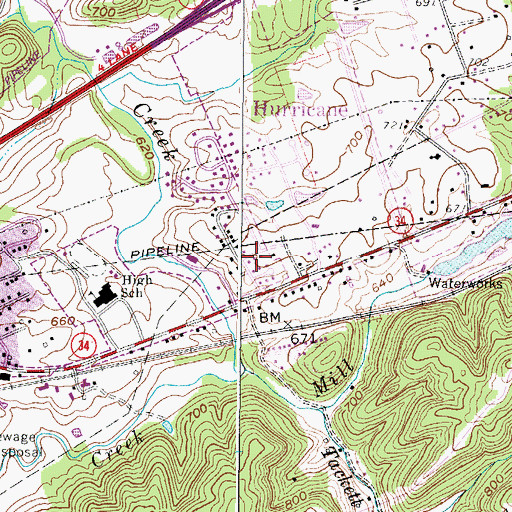 Topographic Map of Catholic Church of the Ascension, WV