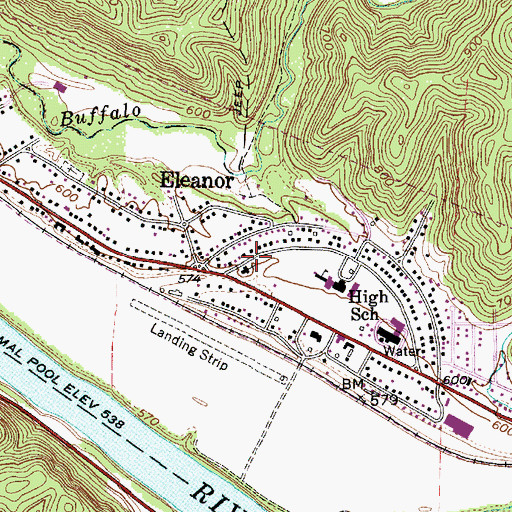 Topographic Map of Eleanor Branch Putnam County Library, WV