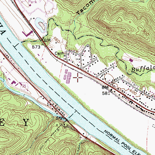 Topographic Map of Eleanor Industrial Park, WV