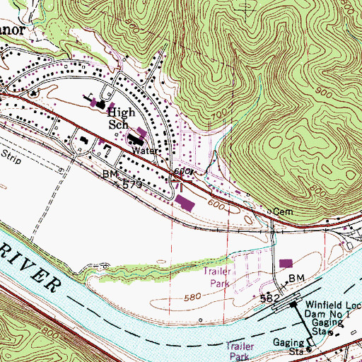 Topographic Map of Eleanor Post Office, WV