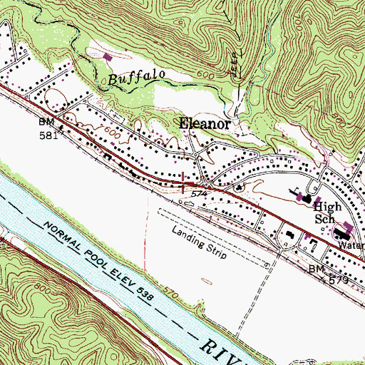 Topographic Map of First Baptist Church of Eleanor, WV