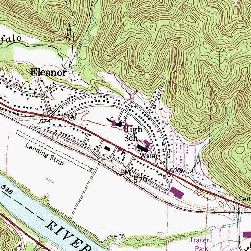 Topographic Map of George Washington Middle School, WV