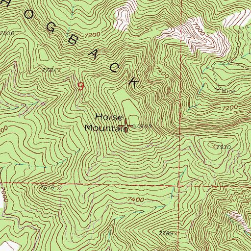 Topographic Map of Horse Mountain, CO