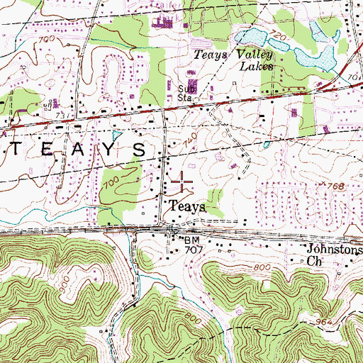 Topographic Map of Hickory Hill, WV