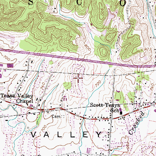 Topographic Map of Hidden Valley Estates, WV