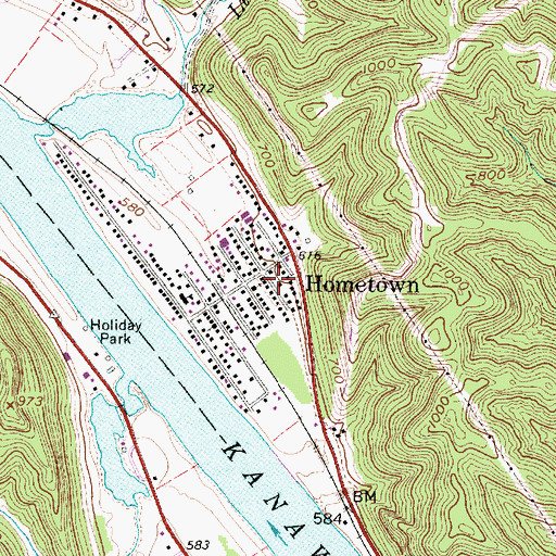 Topographic Map of Hometown Post Office, WV