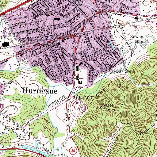 Topographic Map of Hurricane Elementary School (historical), WV