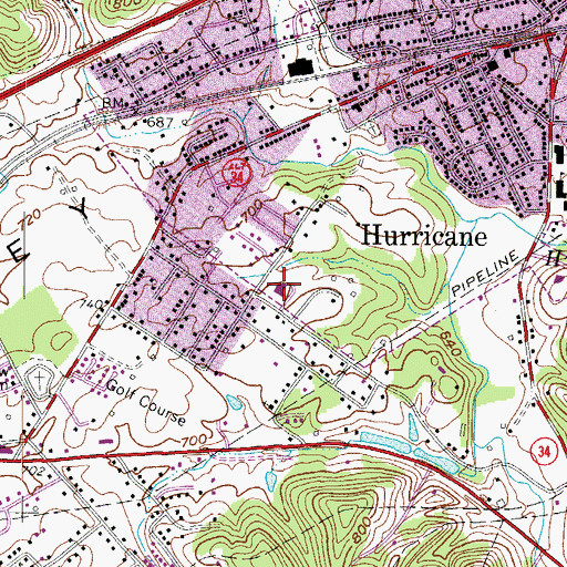 Topographic Map of Hurricane Town Elementary School, WV