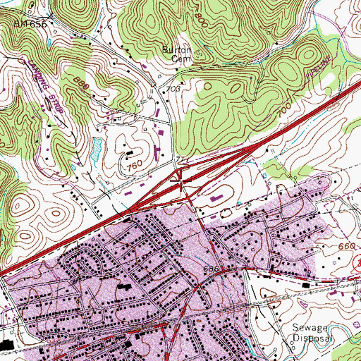 Topographic Map of Interchange 34, WV