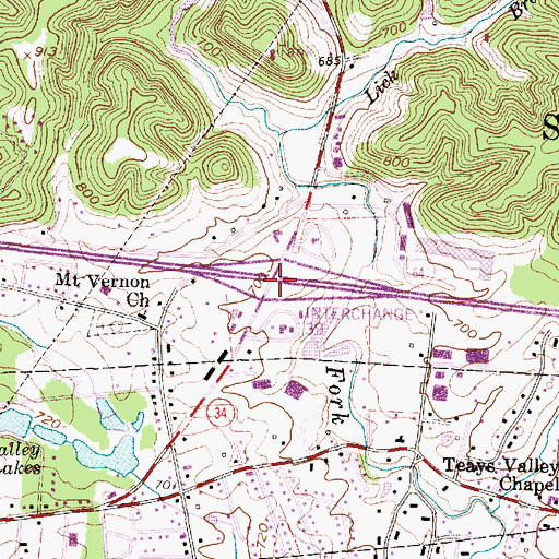 Topographic Map of Interchange 39, WV