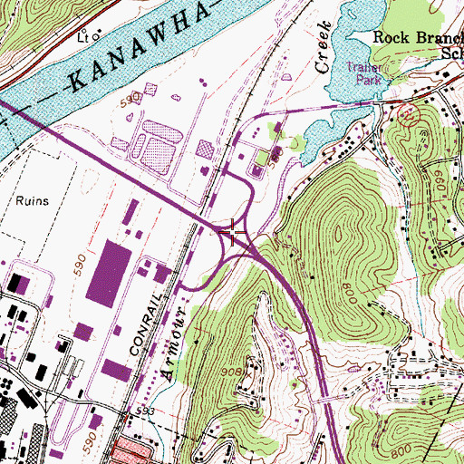 Topographic Map of Interchange 46, WV