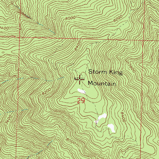 Topographic Map of Storm King Mountain, CO