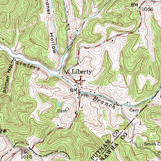 Topographic Map of Liberty School (historical), WV