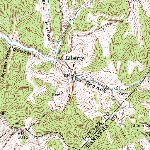 Topographic Map of Liberty Post Office, WV