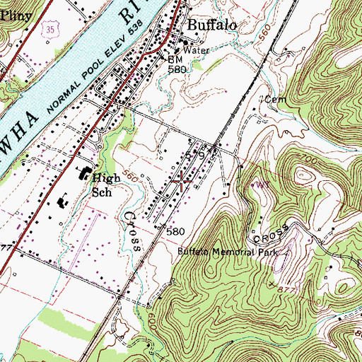 Topographic Map of Pleasant Valley Estates, WV