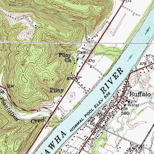 Topographic Map of Pliny Post Office, WV