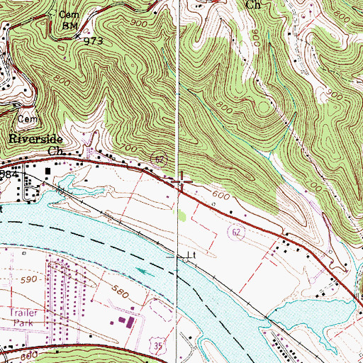 Topographic Map of Red House Post Office, WV
