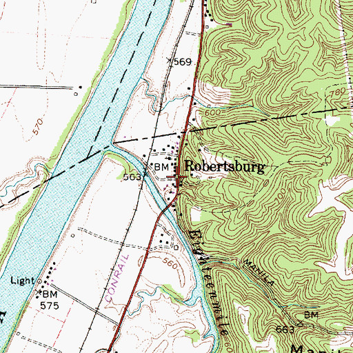 Topographic Map of Robertsburg Post Office, WV