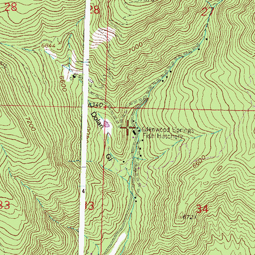 Topographic Map of Glenwood Springs Fish Hatchery, CO