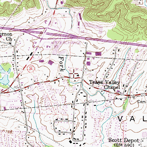 Topographic Map of Scott Depot Post Office, WV