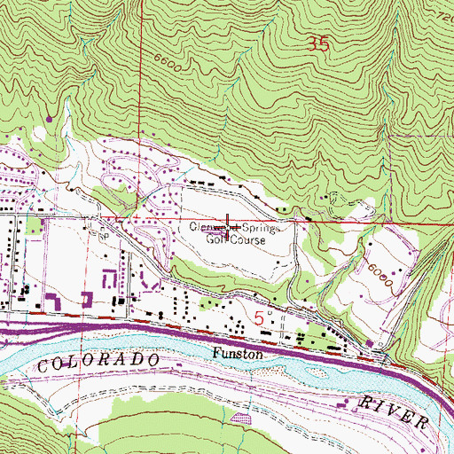 Topographic Map of Glenwood Springs Golfcourse, CO