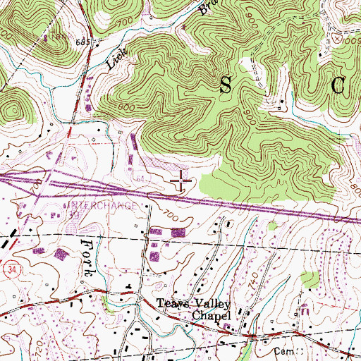 Topographic Map of Teays Post Office, WV