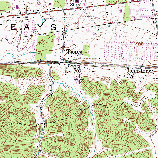 Topographic Map of Teays Valley Estates, WV