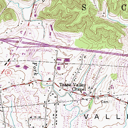 Topographic Map of Teays Valley Industrial Park, WV