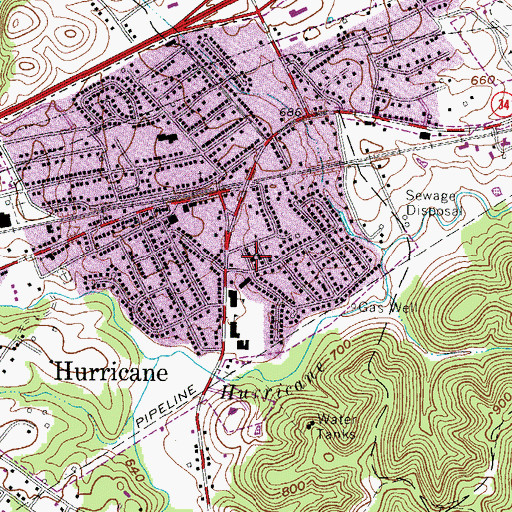 Topographic Map of Teays Valley Missionary Baptist Church, WV
